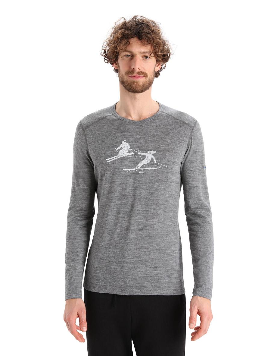 Icebreaker Merino 200 Oasis Long Sleeve Crewe Last Run Férfi Base Layers Szürke | HU 1338RVDW